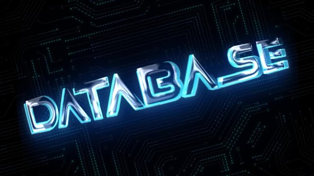 Data Base Glossy 3D Technological Title With Circuit Background
