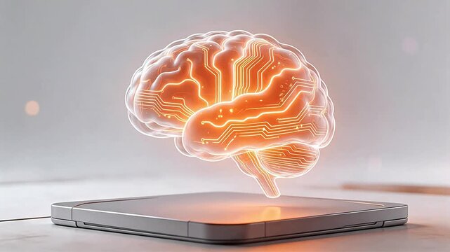Artificial brain with glowing circuits