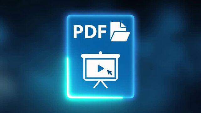 PDF document icon, clean presentation file symbol, modern web animation template, 4K video