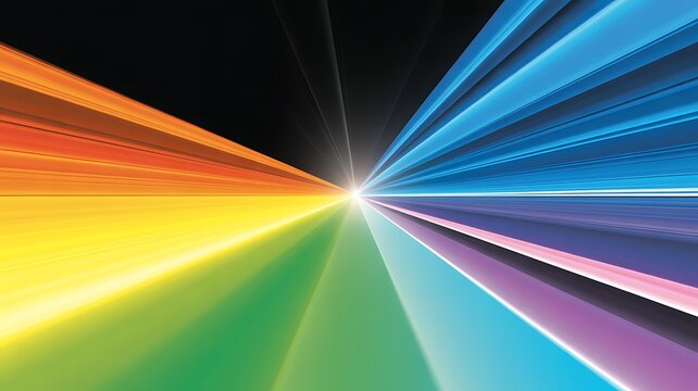 Abstract colorful light speed lines on dark background