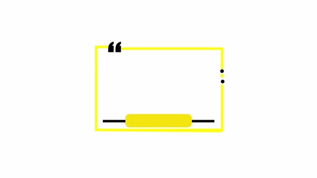 Rectangle Quote Frame with Quotation Marks quote speech Animation on Transparent Background, quotes animation with Alpha Channel.