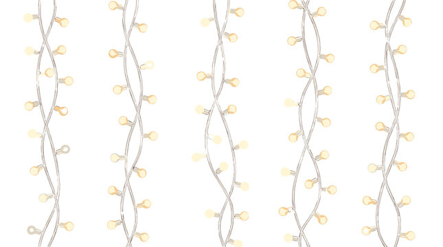 Seamless pattern of hanging string lights on white background