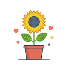 Obraz premium Flat illustration of sunflower in terracotta pot