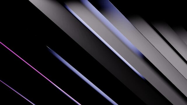 Abstract diagonal light beams illuminating central point in dark minimalist space with high contrast futuristic aesthetic