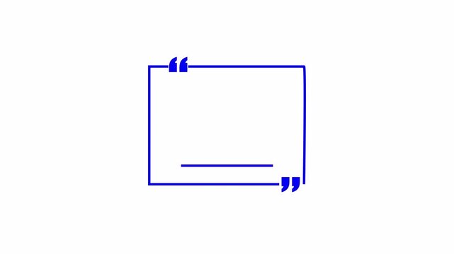 Rectangle Quote Frame with Quotation Marks quote speech Animation on Transparent Background, quotes animation with Alpha Channel.