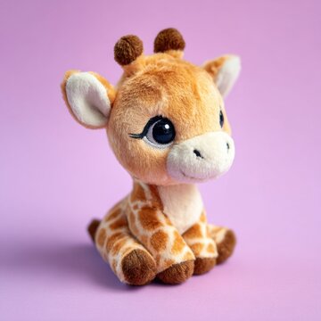 Cute Plush Giraffe Toy on Pink Background