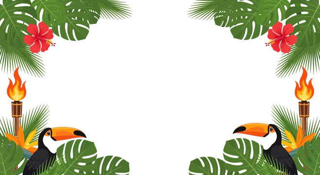 Summer sale banners & backgrounds with toucans and tropical leaves