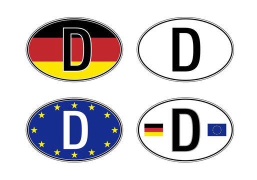 Germany, oval international vehicle registration code license plate, vector illustration