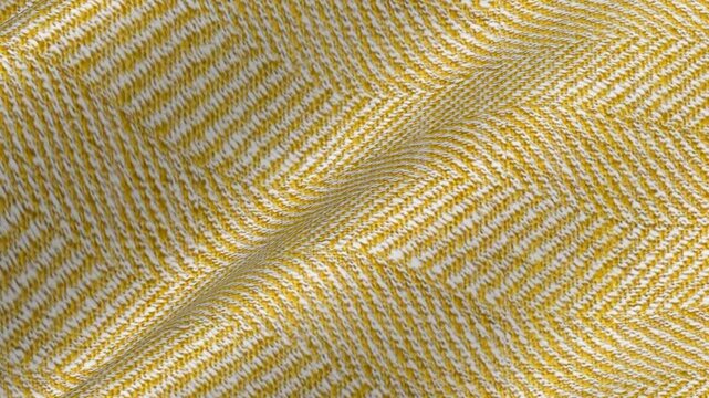 Elite Italian Mustard Yellow Herringbone Silk Linen Cotton Fabric rippling in vibrant waves of sophisticated zigzag texture and luxury summer blend