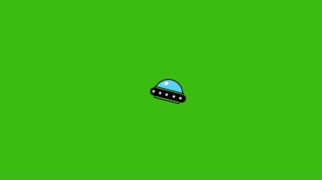 Spaceship Flying and Beaming Light Stream on Chroma Key Animation 