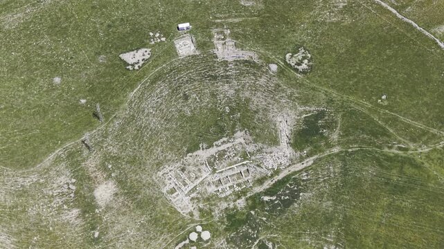 Cinematic Drone Footage of Apameia Kibotos Ancient City in Dinar Afyonkarahisar Turkey Revealing Historic Ruins and Archaeological Heritage