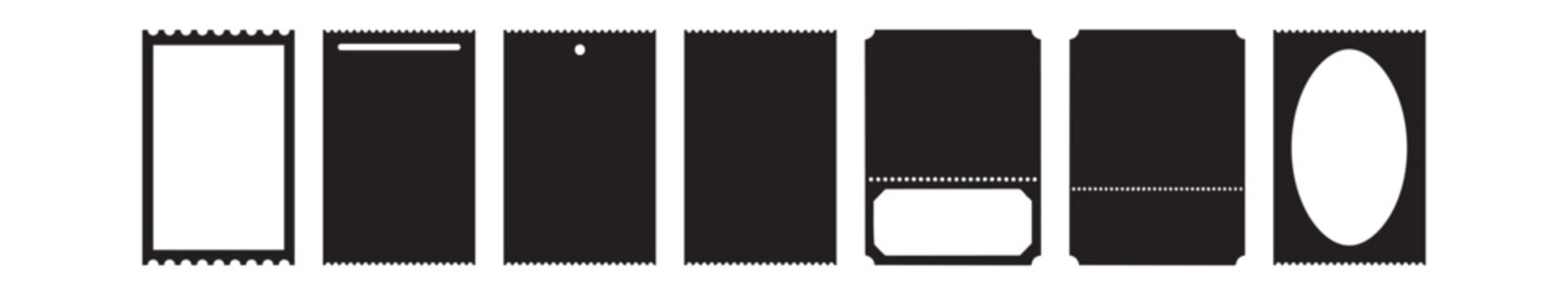 Vintage Stamp Border Collection &ndash; Square Rectangle Circle with Perforated Edges and Worn Texture