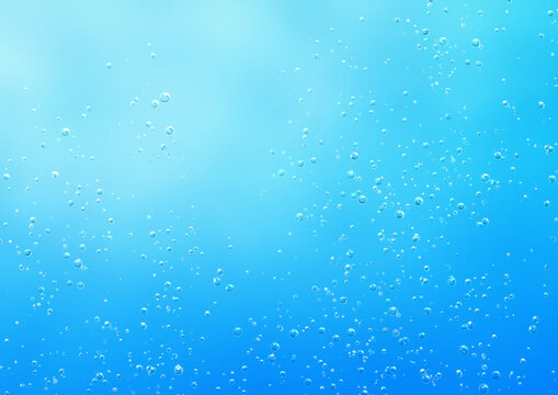 水中の中の気泡もしくは炭酸イメージのさわやかな青い背景