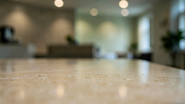 Terrazzo Tabletop With Embedded Marble Flecks on Chic Rooftop Lounge with Ambient Warm Upl Uplightin