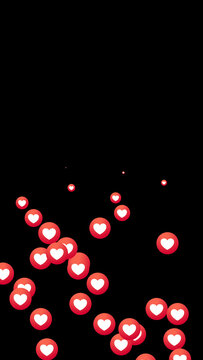 Premium Overlays Social Emoji Love Alpha Channel Vertical Up 60 sec &ndash; Animated Heart Emoji Reactions with Transparent Background for Reels, Stories, Shorts and Video Editing