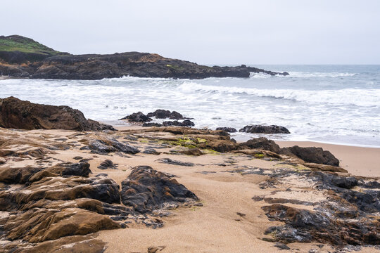 The beach and Pacifc Ocean at Bean Hollow State Park, California