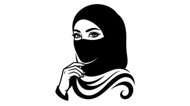 Woman wearing niqab and hijab silhouette