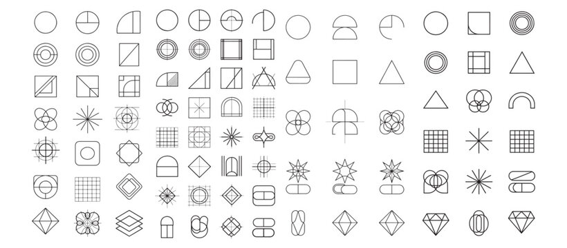 Geometric Minimalist Shape Set for Logo Design and Graphic Elements