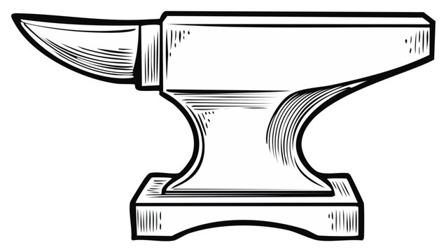 Illustration of a Heavy Anvil Metalworking Tool Equipment in Black and White