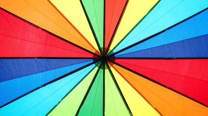 Fototapeta premium Vibrant multicolored rainbow umbrella canopy closeup