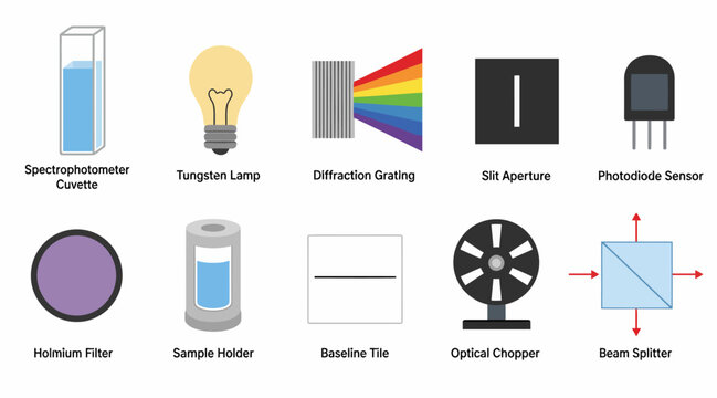 Collection of Scientific and Optical Equipment Icons.
