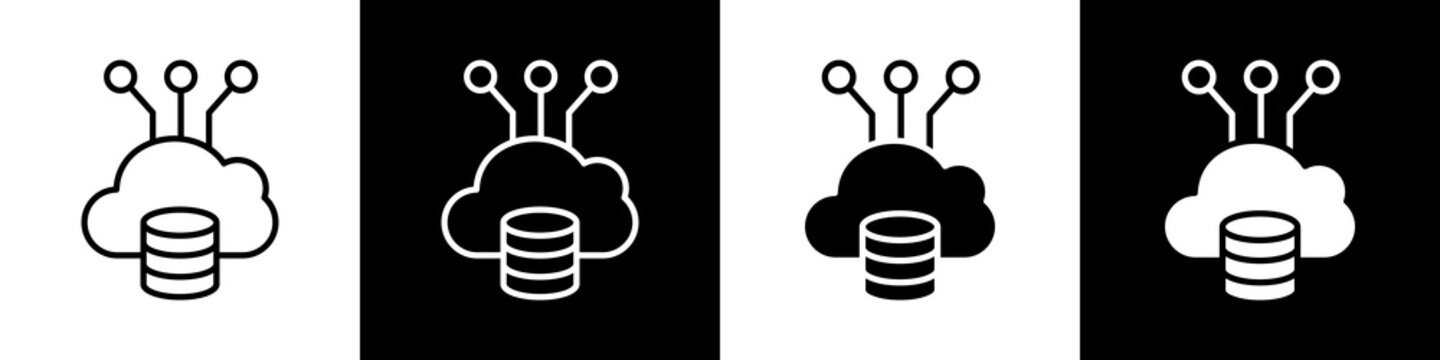 Big data black and white icon design concept