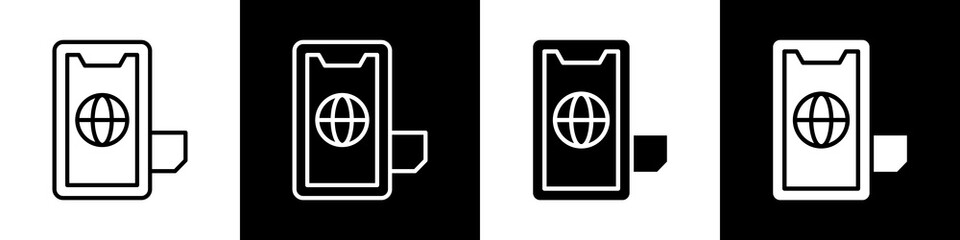 Sim card black and white icon design concept © okta