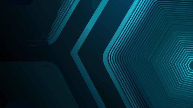 Parallel lines and hexagonal shape a dark teal vector illustration background abstract blueprint circuit clean