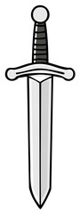 Fototapeta premium Cartoon illustration of a medieval sword with a silver blade.