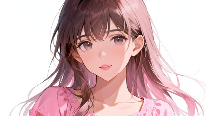 Fototapeta premium Anime girl with long hair