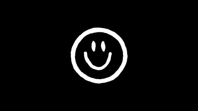 Animated Doodle Smiley Face Happy Emoticon on Transparent Background with Alpha Channel