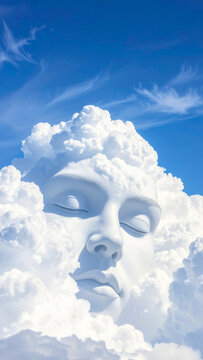 Rosto branco nuvens c?u azul