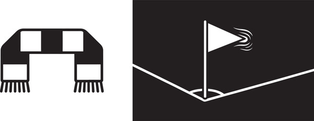 Football fan scarf and corner flag vector icons for soccer match graphics © Muhammad