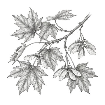 Detailed illustration of maple tree seeds.