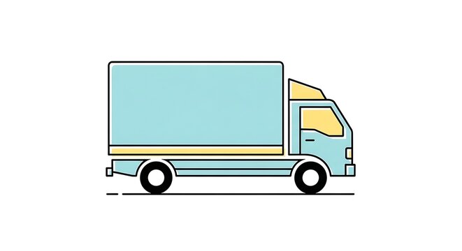 Simple flat vector illustration of a green delivery truck for logistics and transportation services