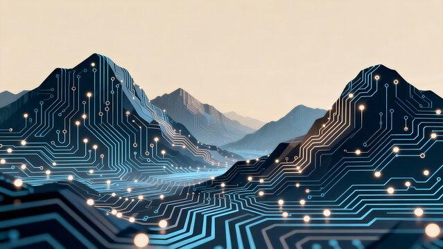 Circuit board mountains landscape