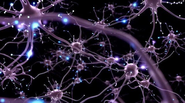 human brain neural network activity, glowing synapses firing rapidly