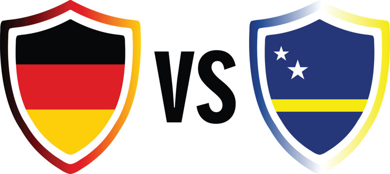 German and Curacaoan Flag Shields Versus Board Graphic Vector Template for Global Sporting Events