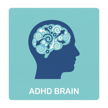Neurodiversity awareness icon with human head profile silhouette showing a colorful branching brain network inside a thin circle frame, ADHD and autism spectrum vector illustration.