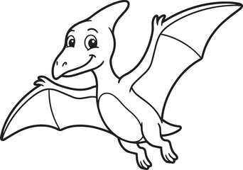 Fototapeta premium Pterodactyl Flying Dinosaur Coloring Page Vector Art