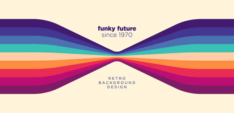 Vibrant retro background with flowing lines inspired by the 1970s. Vector illustration.
