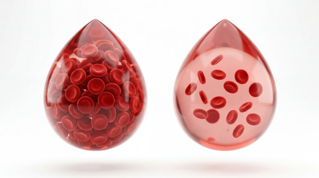 3D medical visualization of anemia comparing red blood cell density