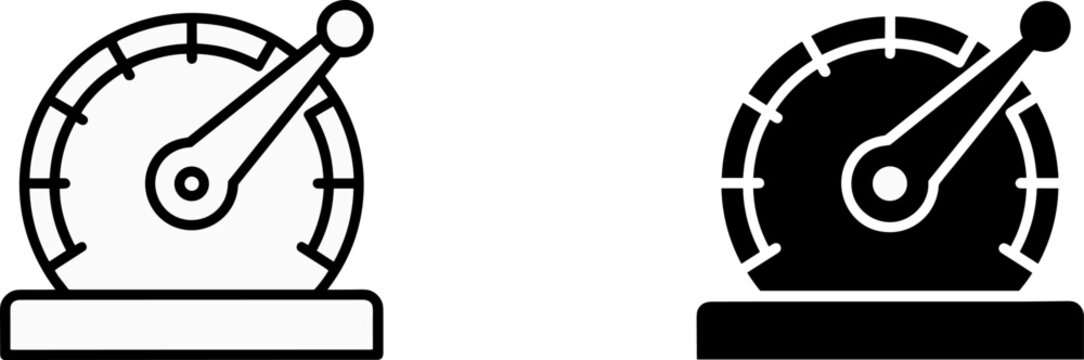 Speedometer gauge dashboard indicator icon set for measuring performance acceleration or tachometer status with speedometer dashboard indicator