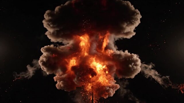 Explosive Fireball Displaying Intense Glowing Cloud in Dim Background