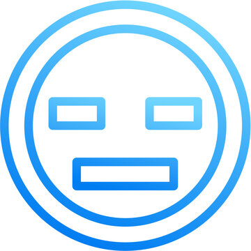 Meh alt neutral face icon with blue gradient stroke outline for meh alt neutral face emoji expression average okay indifferent flat bored on transparent background