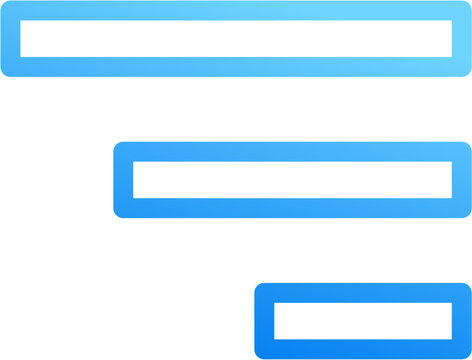 Menu alt right icon with blue gradient stroke outline for menu alt right hamburger navigation list sidebar open panel align indent app on transparent background