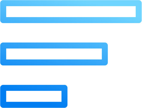 Menu alt left icon with blue gradient stroke outline for menu alt left hamburger navigation list sidebar open panel align indent app draw on transparent background