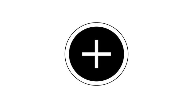 Plus sign icon animation appearing on white background for user interface design elements.
