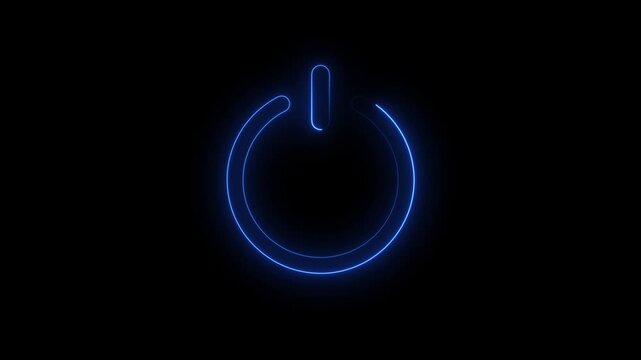 Power button animation on black background creating electrifying and dynamic on off visual.