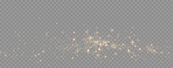 Transparent png gold glitter particles wave trail with sparkling glowing magic light overlay and bokeh effect on white background for design layout golden dust horizontal isolated sparkles magical © Sergey